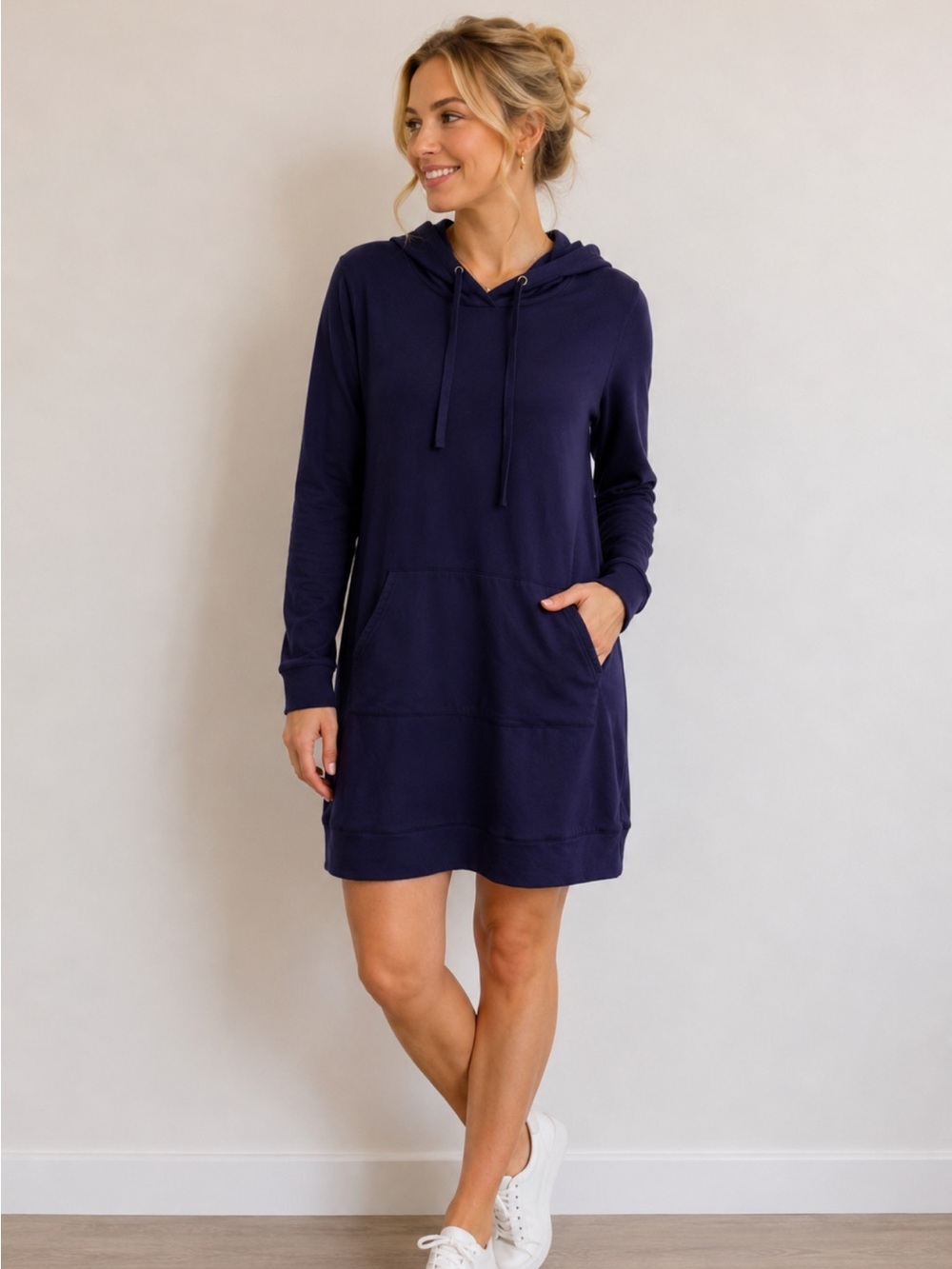 Fabletics Women's Royal Blue Fleece Performance Hoodie Dress